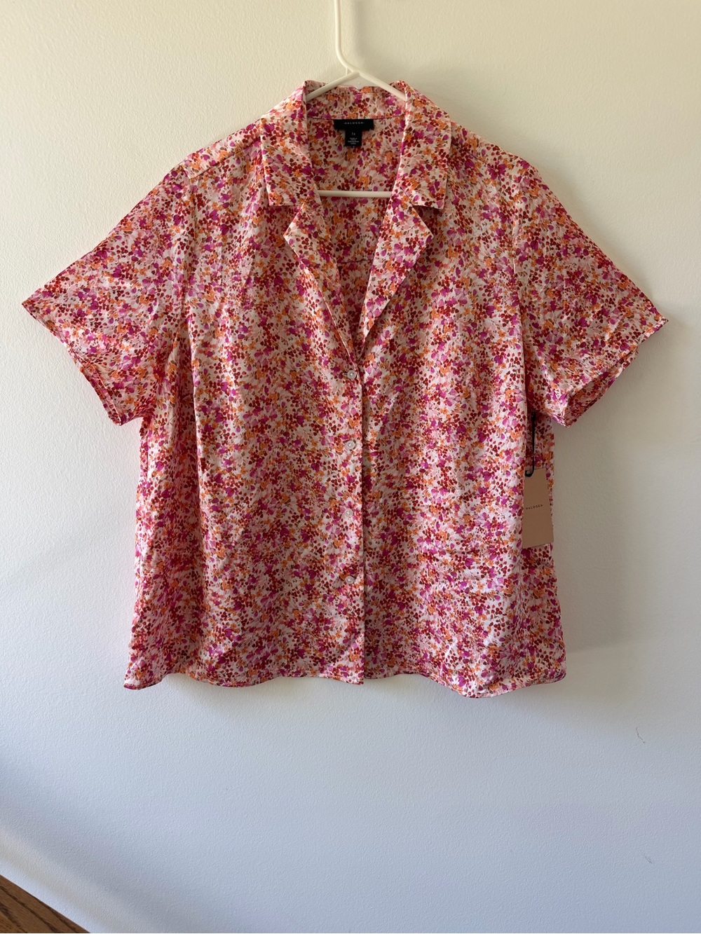 Halogen seashell pink patterned short-sleeve dress shirt